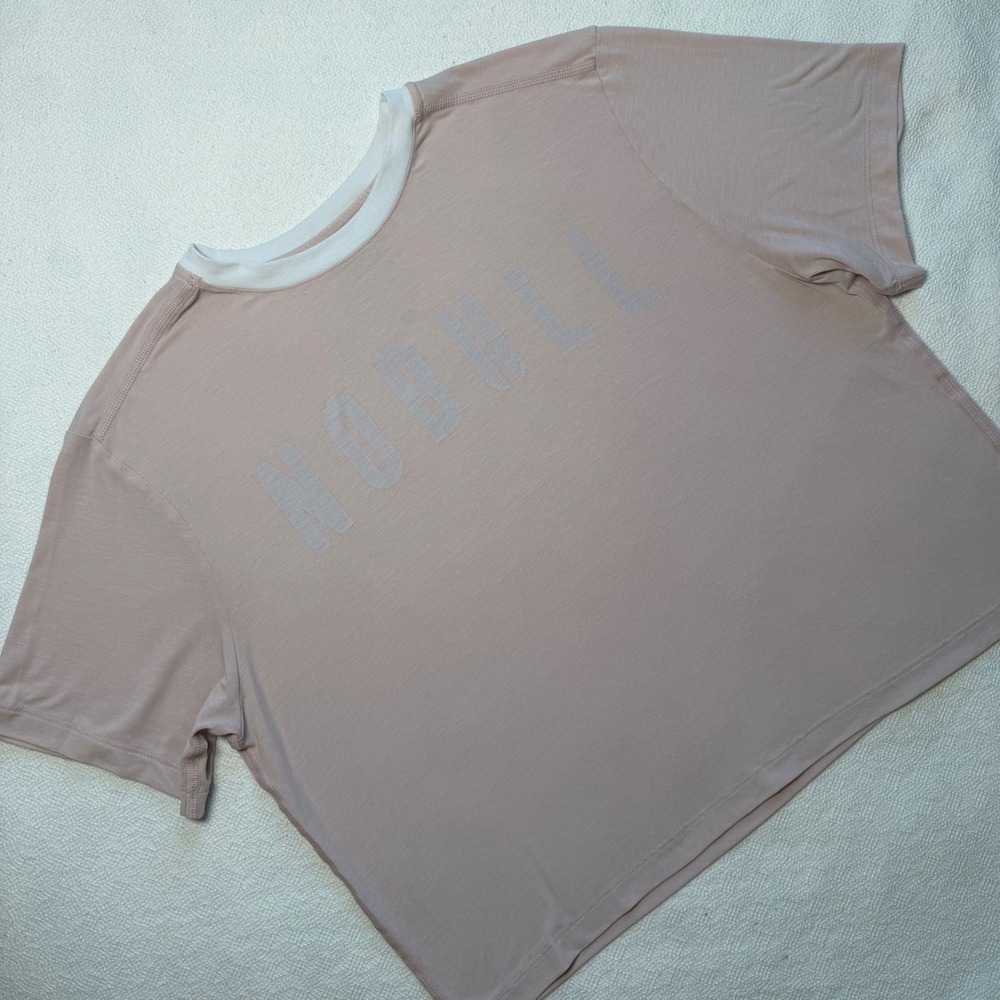 NOBULL Womens Pink Tencel Lyocell Blend Ringer Crop Workout Tee Shirt Size M